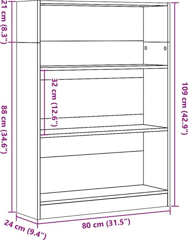vidaXL Rafak, leuko, 80x24x109 cm, yliko drosopoihmenos xylon
