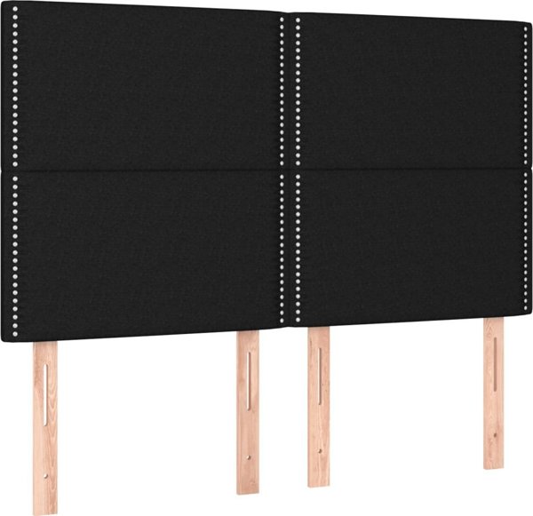 vidaXL Κρεβάτι Kontynental Με Στρώμα, Μαύρο, Υφασμάτινο 140x200 εκ.