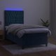 vidaXL Κρεβάτι κοντινεντάλ με στρώμα και LED, μπλε βελούδο, 100x200cm