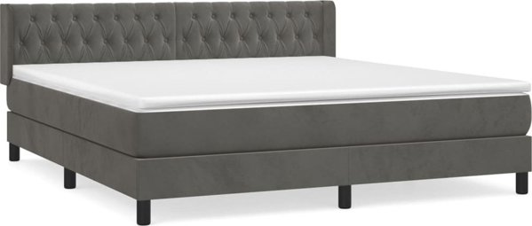 vidaXL Κρεβάτι Continental με Στρώμα, Σκούρο Γκρι, 160x200 cm, Βελούδινο