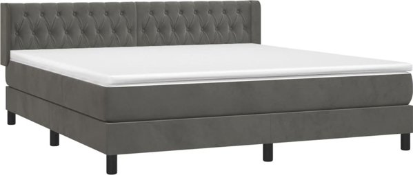 vidaXL Κρεβάτι Continental με Στρώμα, Σκούρο Γκρι, 160x200 cm, Βελούδινο