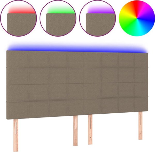 vidaXL Κεφαλάρι Κρεβατιού με LED, taupe, 160x5x118/128 cm, ύφασμα