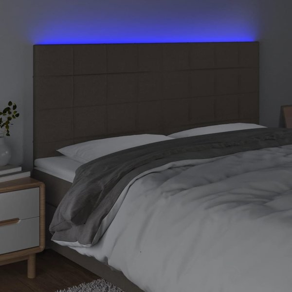 vidaXL Κεφαλάρι Κρεβατιού με LED, taupe, 160x5x118/128 cm, ύφασμα