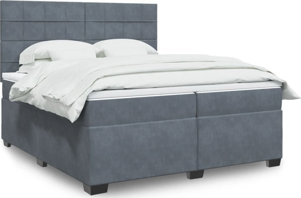 vidaXL Κρεβάτι Continental με Στρώμα, Σκούρο Γκρι Βελούδο, 200x200 εκ