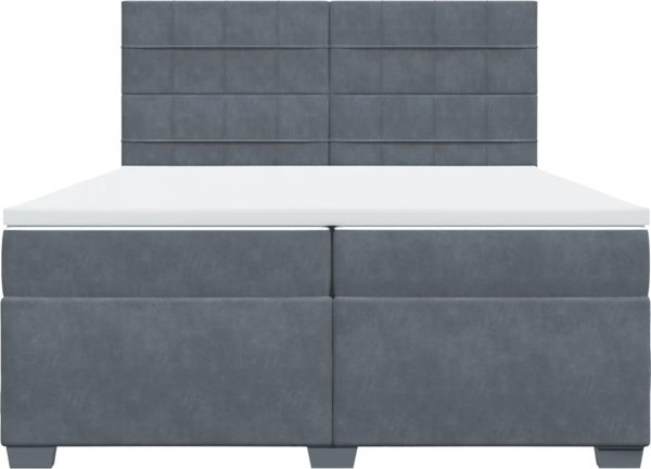 vidaXL Κρεβάτι Continental με Στρώμα, Σκούρο Γκρι Βελούδο, 200x200 εκ