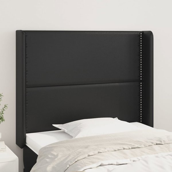 vidaXL Zaglowek uszak, czarny, 103x16x118/128 cm, sztuczna skora