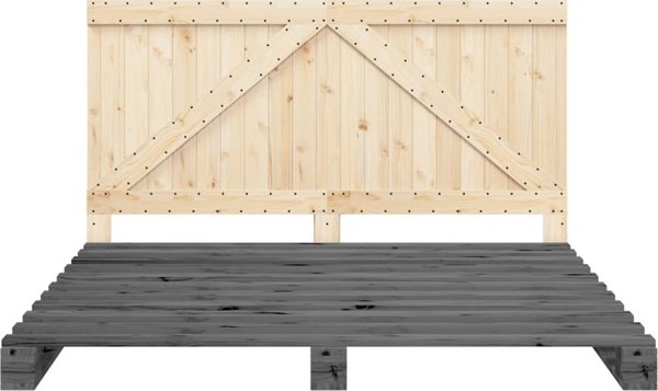 vidaXL Rama krevatiou me kefalari, gri, 200x200 cm, masif ksilo peykou