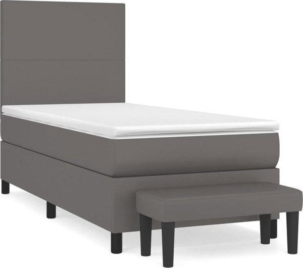 vidaXL Κρεβάτι Continental με Στρώμα Γκρι Δερματίνη 80x200 εκ.