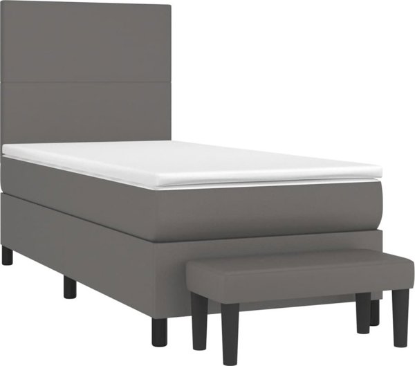 vidaXL Κρεβάτι Continental με Στρώμα Γκρι Δερματίνη 80x200 εκ.