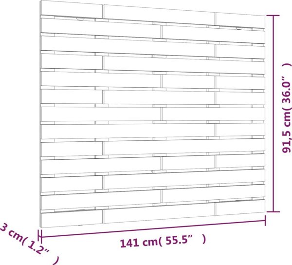 vidaXL Κεφαλάρι κρεβατιού, γκρι, 141x3x91,5 cm, μασίφ πεύκο