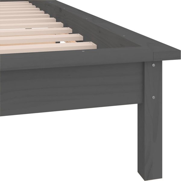 vidaXL Rama lozka z LED, szara, 90 x 200 cm, lite drewno
