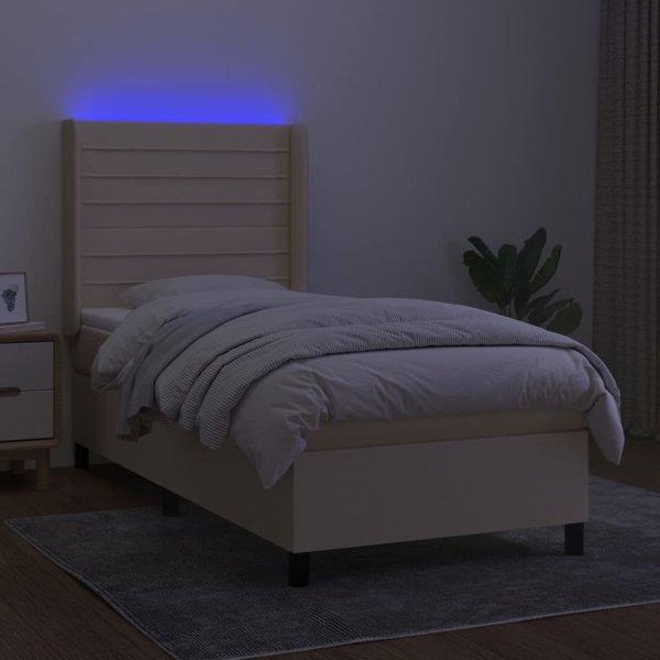 vidaXL Λάτζο Κοντινεντάλ με Στρώμα, Κρεμ, 90x200 cm, Υφασμάτινο