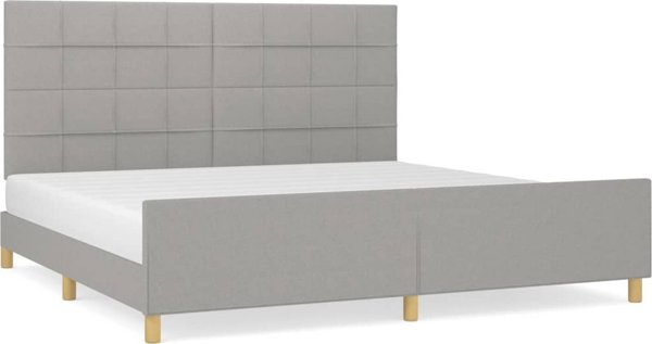 vidaXL Rama krevatiou me kefalari, jasnosgri, 200x200 ek., ependedymeni me yfasma