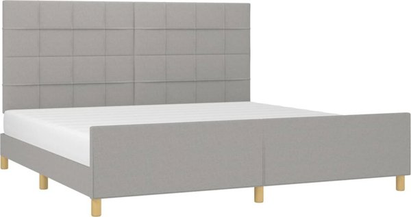 vidaXL Rama krevatiou me kefalari, jasnosgri, 200x200 ek., ependedymeni me yfasma