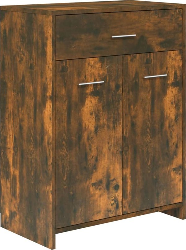 vidaXL Ντουλάπι μπάνιου, καπνιστή δρυς, 60x33x80 εκ.