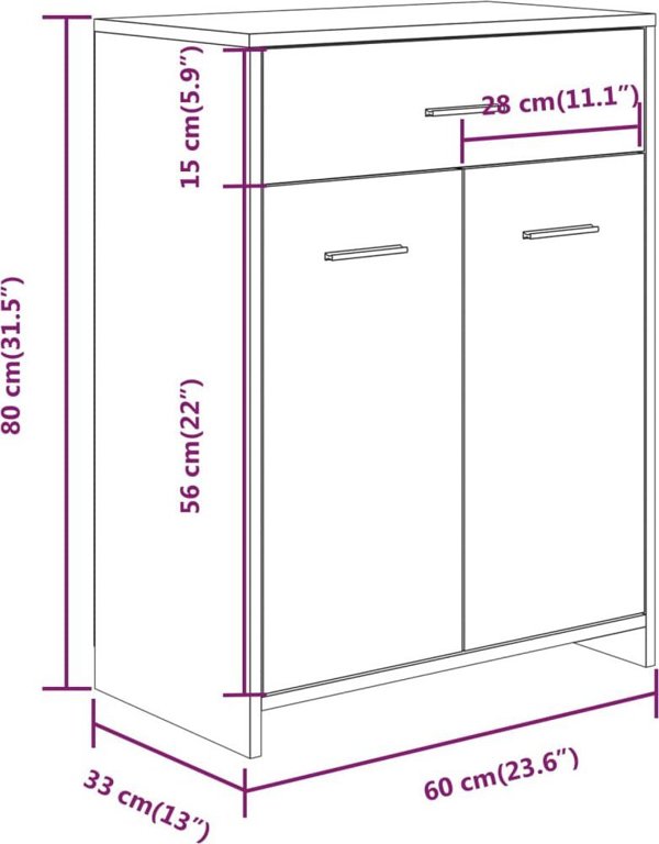 vidaXL Ντουλάπι μπάνιου, καπνιστή δρυς, 60x33x80 εκ.