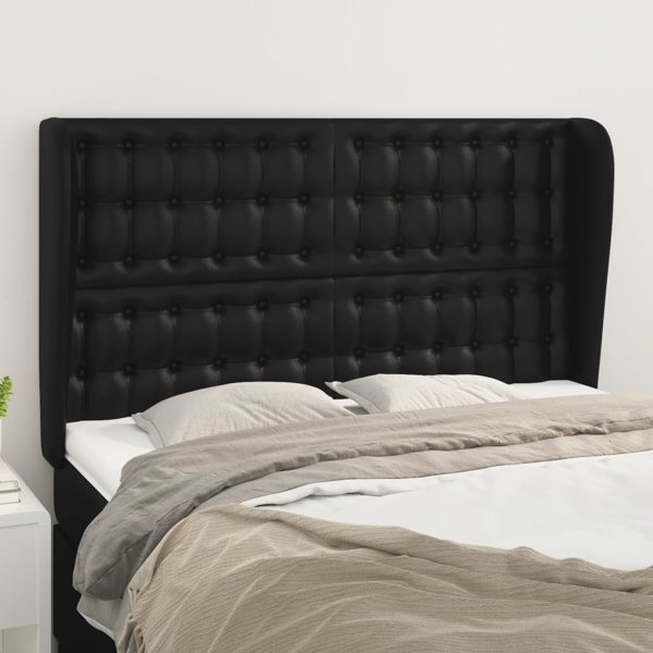 vidaXL Zaglowek uszak, czarny, 147x23x118/128 cm, sztuczna skora