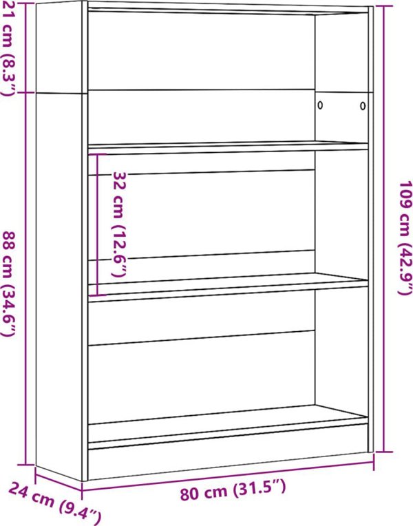 vidaXL Ράφι, δρυς Sonoma, 80x24x109 εκ., ξυλοπηγή υλικό