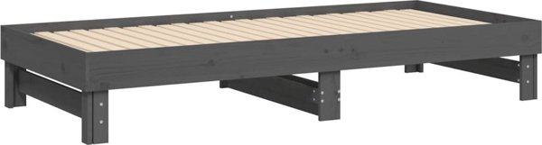vidaXL Κρεβάτι επεκτεινόμενο, γκρι, 2x(80x200) εκ., φυσικό ξύλο πεύκου