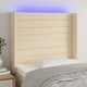 vidaXL Κεφαλάρι για κρεβάτι με LED, κρεμ, 103x16x118/128 cm, ύφασμα