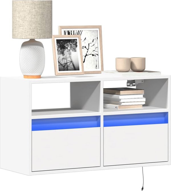 vidaXL Scienna szafka TV z LED, biala, 80x31x45 cm
