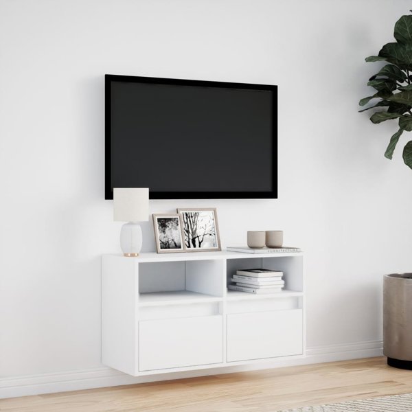vidaXL Scienna szafka TV z LED, biala, 80x31x45 cm
