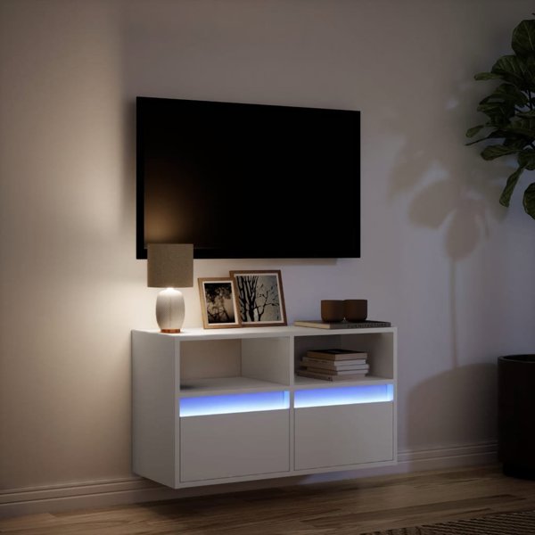vidaXL Scienna szafka TV z LED, biala, 80x31x45 cm