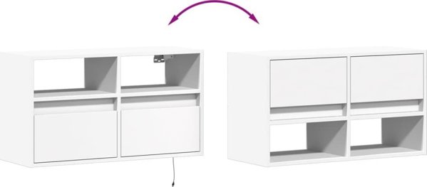 vidaXL Scienna szafka TV z LED, biala, 80x31x45 cm