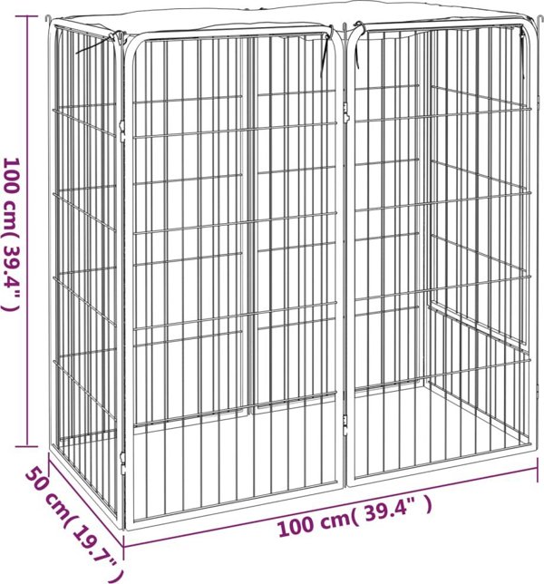 vidaXL vidaXL Kojec dla psa, 6 paneli, czarny, 50x100 cm, stalowy