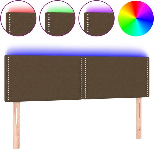 vidaXL Κεφαλάρι για κρεβάτι με LED, σκούρο καφέ, 144x5x78/88 cm, ύφασμα