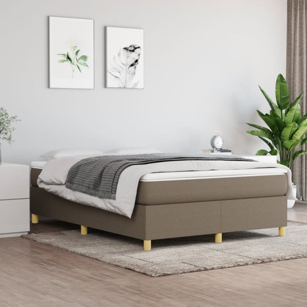 vidaXL Κρεβάτι Kontynental με Στρώμα, Taupe, Ύφασμα, 140x190 cm