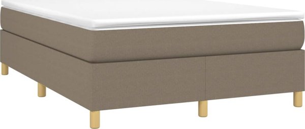 vidaXL Κρεβάτι Kontynental με Στρώμα, Taupe, Ύφασμα, 140x190 cm