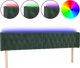 vidaXL Κεφαλάρι κρεβατιού με LED, σκούρο πράσινο, 203x16x78/88 εκ., βελούδο