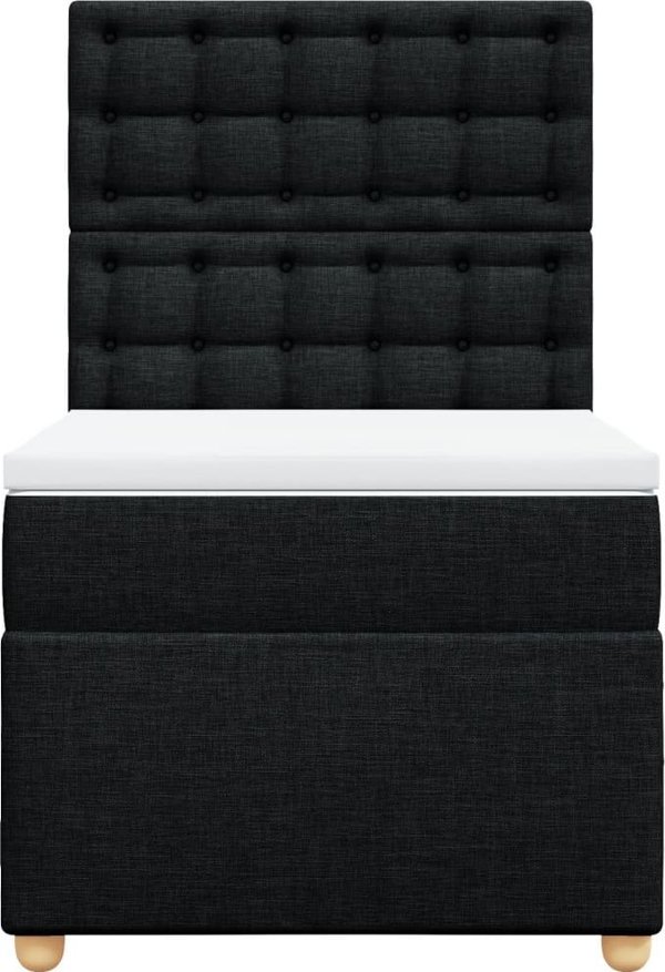 vidaXL Κοντινεντάλ κρεβάτι με στρώμα, μαύρο ύφασμα, 80x200 cm