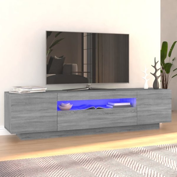vidaXL Έπιπλο τηλεόρασης με LED φωτισμό, γκρι δρυς Sonoma, 160x35x40 εκ.