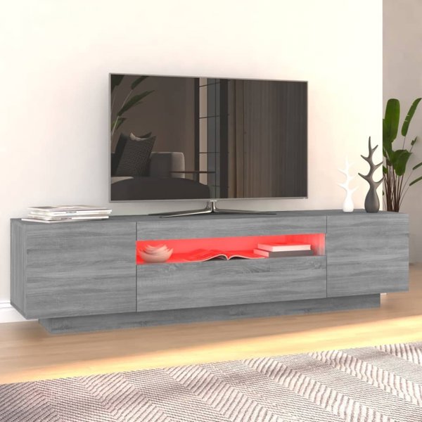 vidaXL Έπιπλο τηλεόρασης με LED φωτισμό, γκρι δρυς Sonoma, 160x35x40 εκ.