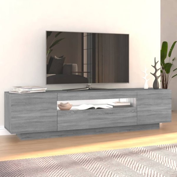 vidaXL Έπιπλο τηλεόρασης με LED φωτισμό, γκρι δρυς Sonoma, 160x35x40 εκ.