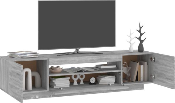 vidaXL Έπιπλο τηλεόρασης με LED φωτισμό, γκρι δρυς Sonoma, 160x35x40 εκ.