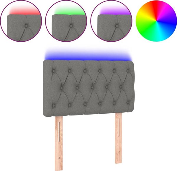 vidaXL Zaglowek do lozka z LED, ciemnoszary, 80x7x78/88 cm, tkanina