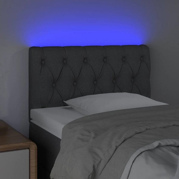 vidaXL Zaglowek do lozka z LED, ciemnoszary, 80x7x78/88 cm, tkanina
