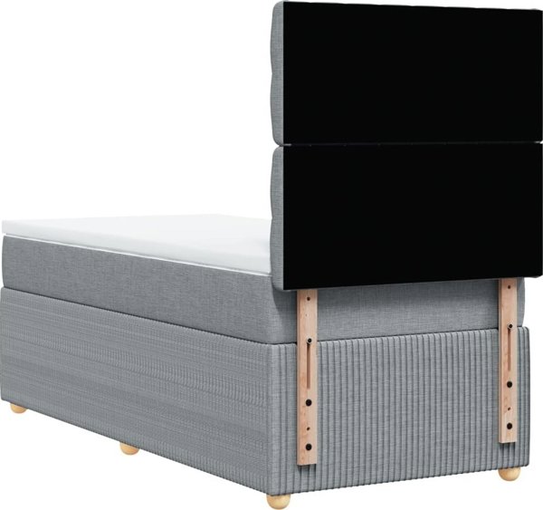 vidaXL Κρεβάτι Continental με στρώμα, ανοιχτό γκρι, ύφασμα, 80x200 cm
