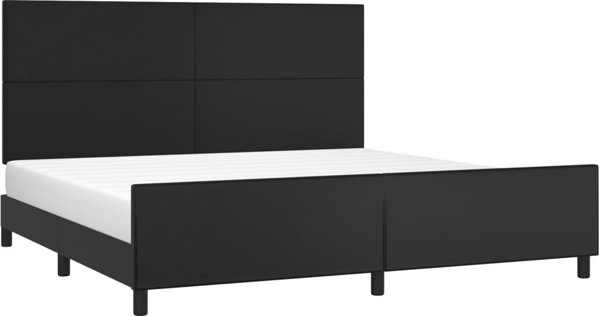 vidaXL Κρεβατοκάμαρα με κεφαλάρι, μαύρο, 200x200 cm, τεχνητό δέρμα