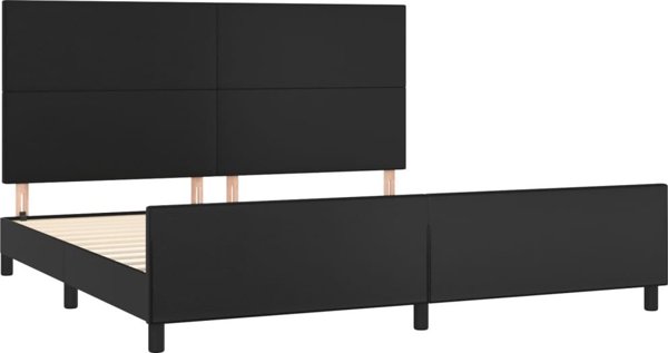 vidaXL Κρεβατοκάμαρα με κεφαλάρι, μαύρο, 200x200 cm, τεχνητό δέρμα