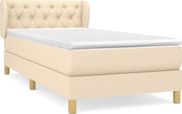 vidaXL Κρεβάτι Continental με στρώμα, κρεμ, ύφασμα, 80x200 εκ