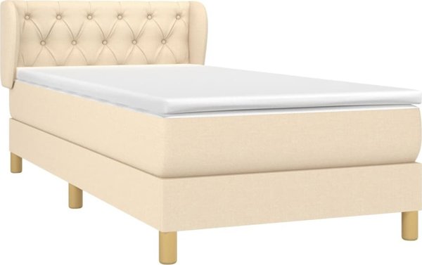 vidaXL Κρεβάτι Continental με στρώμα, κρεμ, ύφασμα, 80x200 εκ