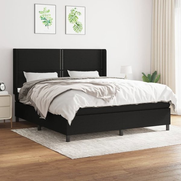 vidaXL Kρεβατι kontynentalne με στρωμα, μαυρο, υφασμα 160x200εκ