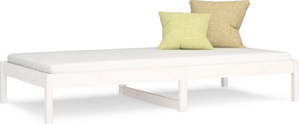 vidaXL Λευκό ημερήσιο κρεβάτι, 90x200 εκ, από μασίφ ξύλο πεύκου