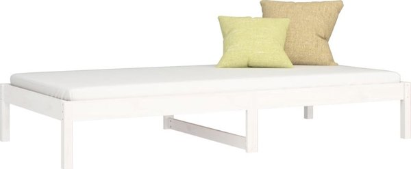 vidaXL Λευκό ημερήσιο κρεβάτι, 90x200 εκ, από μασίφ ξύλο πεύκου