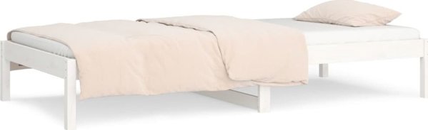 vidaXL Λευκό ημερήσιο κρεβάτι, 90x200 εκ, από μασίφ ξύλο πεύκου