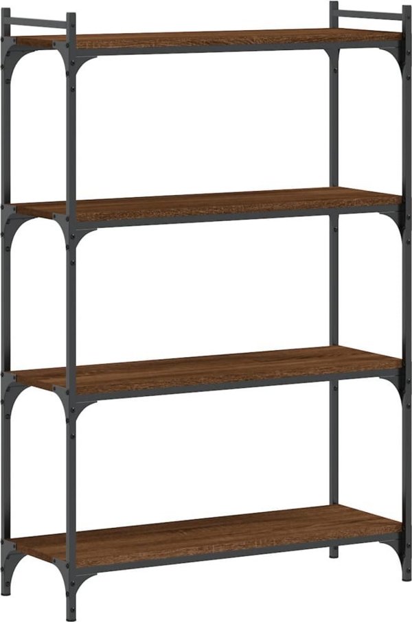 vidaXL Ράφι βιβλιοθήκης 4 επιπέδων, καφέ δρυς, 80x30x120 εκ.
